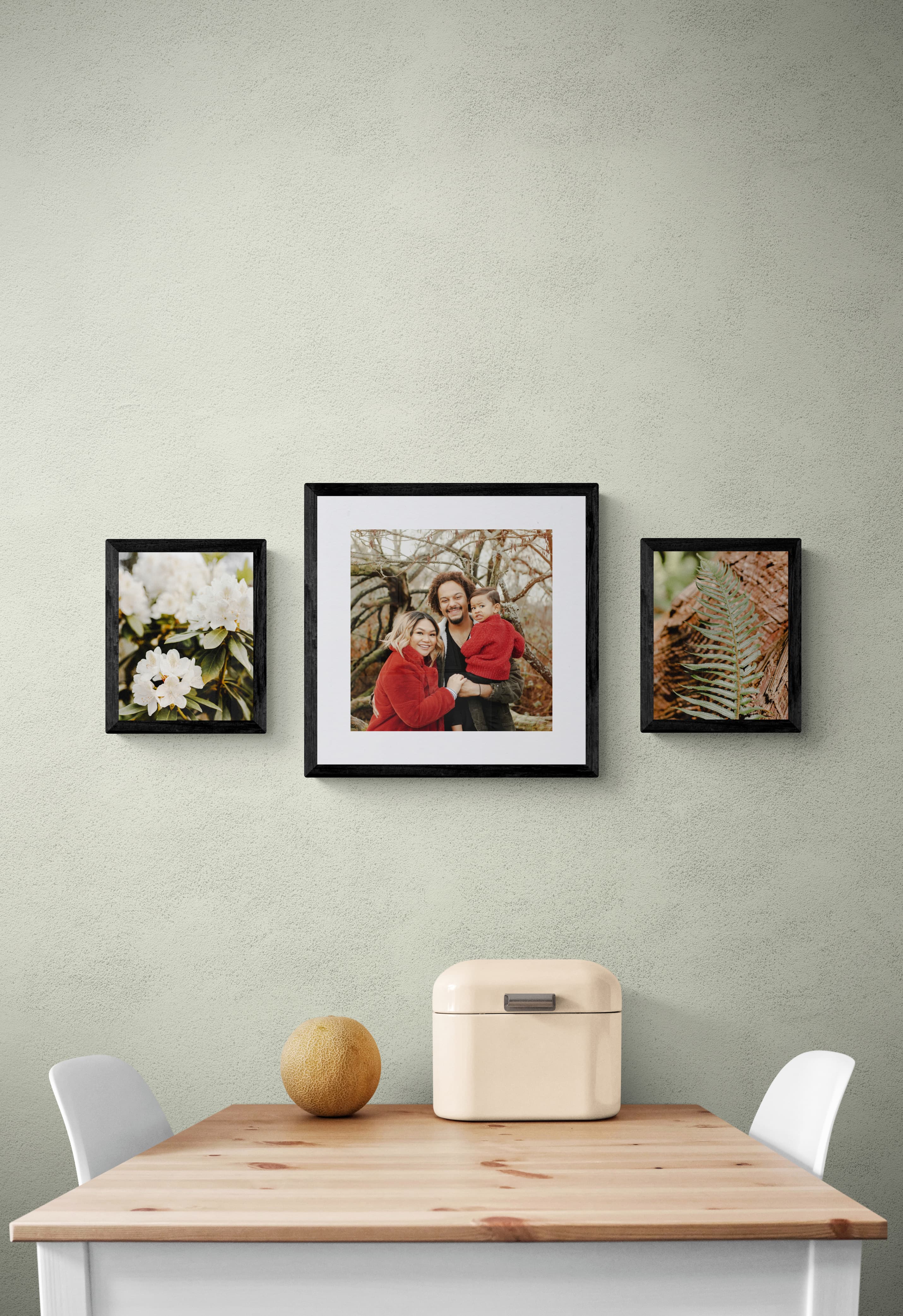 Cherry gallery wall arrangement